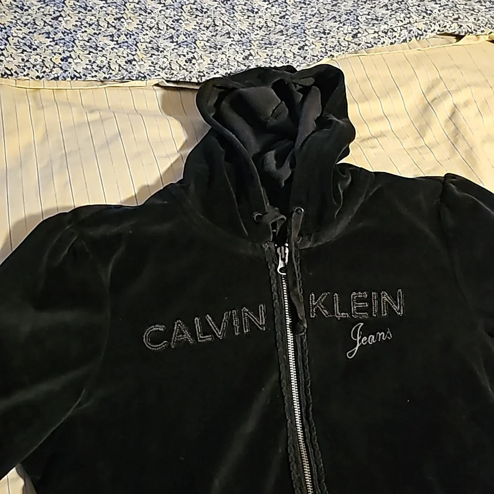 Calvin Klein Black Velour Jacket Size XL - Picture 6 of 12